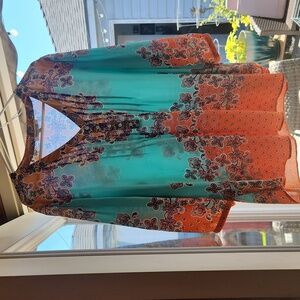 Rose + Olive 2X Multi Colored Print Top